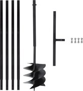 vidaXL Broca de terra com pega 250 mm com tubo de extensão de 4 m aço
