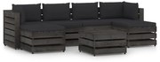 7 pcs conj. lounge jardim + almofadões madeira impreg. cinzento