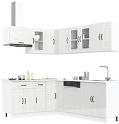 vidaXL 11 peças armário de cozinha conjunto Kalmar brilho branco