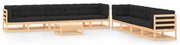 10 pcs conj. lounge jardim c/ almofadões antracite pinho maciço