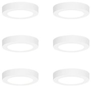 Conjunto de 6 focos embutidos ou de superfície brancos 14 cm incl. LED Dimmer de 3 níveis para quente com interruptor DIP - Trans