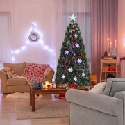 Árvore de Natal Artificial 180cm com Base de Fibra de Vidro Iluminada Mudança de Cor para Decoração de Natal em Casa e Festas