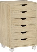 HOMCOM Bloco de Gavetas Móvel Arquivador com 6 Gavetas Suporte para Impressora com Rodas 40x35x63 cm Madeira | Aosom Portugal