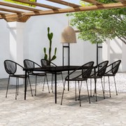 7 pcs conjunto de jantar para jardim preto