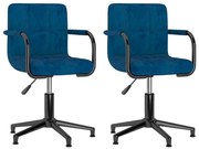 Cadeiras de jantar giratórias 2 pcs veludo azul