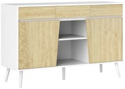 HOMCOM Aparador de Sala de Estar com 3 Gavetas Prateleiras Móvel para TV para Dormitório Sala de Estar 120x39x77 cm Branco e Madeira | Aosom Portugal
