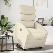 vidaXL Poltrona reclinável elevatória couro artificial cor creme