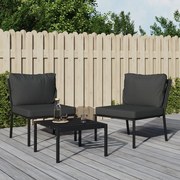 vidaXL Cadeiras de jardim c/ almofadões cinzentos 2 pcs 60x74x79cm aço