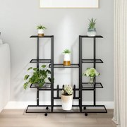 vidaXL Suporte de vasos c/ rodas 94,5x24,5x91,5 cm ferro preto