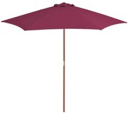 vidaXL Guarda-sol de exterior poste madeira 270 cm vermelho bordô
