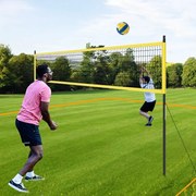 Conjunto de rede de voleibol portátil para exterior Sistema de rede de voleibol de alta resistência com postes ajustáveis em altura Amarelo