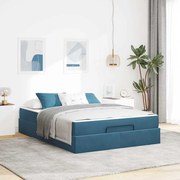 vidaXL Estrutura da Cama Outros Azul 140 x 200 cm Veludo