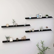 vidaXL Prateleiras de parede 4 pcs 100x9x3 cm preto