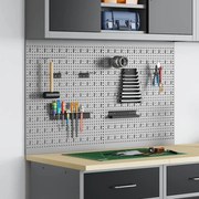 vidaXL Conjunto de 2 Painéis com 8 Acessórios Cinza 50x60 cm em Aço