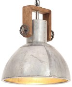 vidaXL Candeeiro suspenso industrial redondo 25 W 30 cm E27 prateado