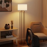 Candeeiro de pé para sala de estar, candeeiro de pé com abajur de linho e interruptor de pé, Ø 38 x 161 cm, dourado e bege