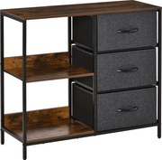 HOMCOM Cómoda Industrial Cestos Tela Dobráveis 2 Prateleiras Armazenamento Dormitório Sala Estar Corredor Estilo Único | Aosom Portugal