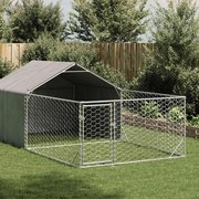 vidaXL Canil exterior para cães com corredor 7x2x1,5 m aço galvanizado