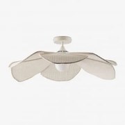 Luminária De Teto Benavid Ø75 Cm & Linho E Algodão Beige Creme - Sklum