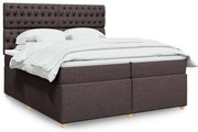 vidaXL Cama com molas/colchão 200x200 cm tecido castanho-escuro