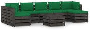 8 pcs conj. lounge jardim + almofadões madeira impreg. cinzento