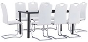 vidaXL 9 pcs conjunto de jantar couro artificial branco