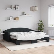 vidaXL Sofá-cama com gavetão e colchões 90x200 cm tecido preto