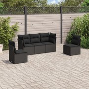 vidaXL 5 pcs conjunto sofás de jardim com almofadões vime PE preto