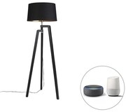 LED Tripé de candeeiro de pé inteligente com abajur preto e dourado 50 cm incluindo Wif A60 - Puros Country / Rústico