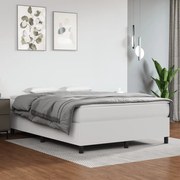 vidaXL Cama com molas/colchão 140x190 cm couro artificial branco