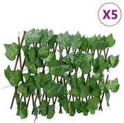 vidaXL Treliça de videira artificial extensível 5 pcs 180x20 cm verde