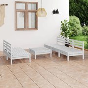 6 pcs conjunto lounge de jardim pinho maciço branco