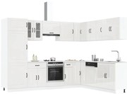 vidaXL 14 peças armário de cozinha conjunto Kalmar brilho branco