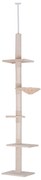 PawHut Árvore Arranhadora para Gatos Arranhador para Fixar ao Teto Altura Ajustável com Plataformas Poste de Sisal 40x34x230-260cm Bege