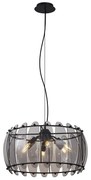 Candeeiro suspenso de design preto com vidro fumado redondo 6 luzes - Mochan