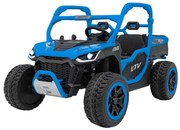 Carro elétrico para Crianças 2 Lugares Farmer Truck UTV Racing 24V 4x4 Rodas Espuma EVA, assento couro ecológico Azul