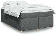 vidaXL Cama com molas/colchão 140x190 cm tecido cinzento-escuro