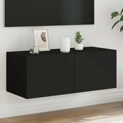 vidaXL Móvel de parede para TV com luzes LED 80x35x31 cm preto