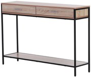 HOMCOM Mesa Tipo Consola de Estilo Industrial com 2 Gavetas e Prateleira Inferior 120x30x81,5cm Carvalho e Preto