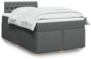 vidaXL Cama com molas/colchão 120x200 cm tecido cinzento-escuro