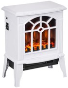 HOMCOM Lareira Elétrica Portátil 1000/2000W com Simulação de Chama Termostato e Proteção de Superaquecimento 36,5x24x46 cm Branco | Aosom Portugal