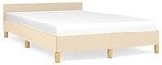 vidaXL Estrutura de cama sem colchão 120x190 cm tecido creme