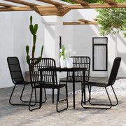 5 pcs Conjunto de jantar para jardim preto