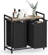 Cesto de roupa com 2 compartimentos e estante para organização. | VASAGLE | 73 x 33 x 72 cm | BLH201B50.