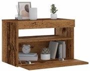 vidaXL Mesa de cabeceira com LED derivados de madeira madeira velha