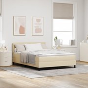 vidaXL Cama Box Spring com Colchão Creme 140x190 cm Tecido