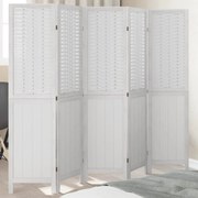 vidaXL Biombo com 5 painéis madeira de paulownia maciça branco