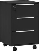 HOMCOM Bloco de Gavetas de Escritório com 3 Gavetas Rodas Fecho e 2 Chaves Arquivador Móvel 40x40x63,5 cm Preto | Aosom Portugal
