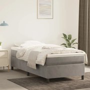 Estrutura de cama 100x200 cm veludo cinzento-claro