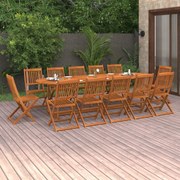 vidaXL 13 pcs conjunto de jantar para jardim 280x90x75cm acácia maciça